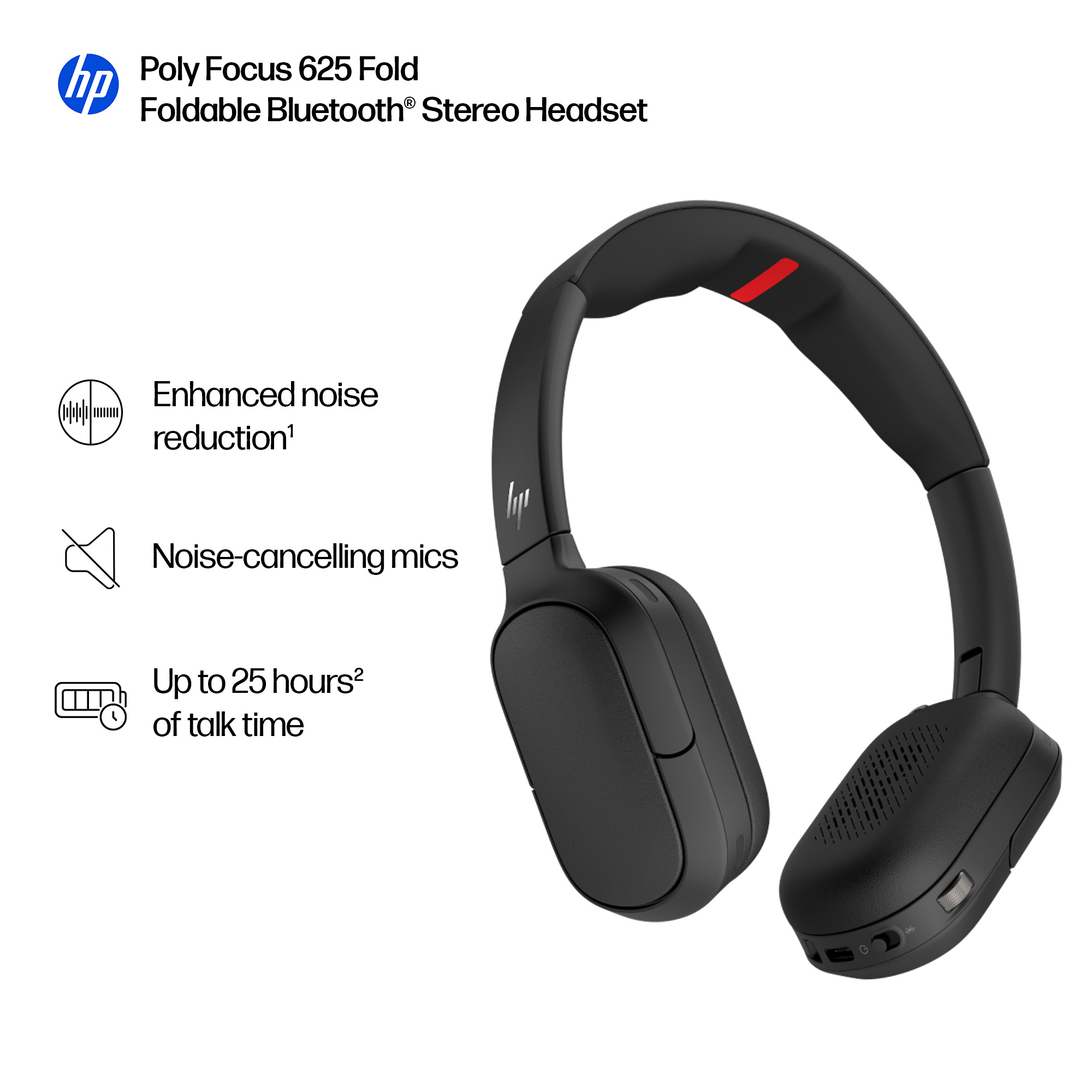 HP Poly Focus 625 Stereo Bluetooth Headset - Image 3