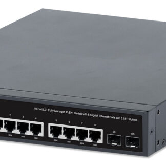 Intellinet 10-Port L2+ Fully Managed PoE++ Switch with 8 Gigabit Ethernet Ports and 2 SFP Uplinks (with UK power cord)