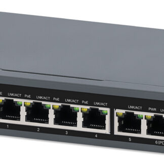 Intellinet PoE-Powered 6-Port Lite Smart Managed PoE+ Switch with 4 GbE Ports / 2 GbE Uplinks and PoE Passthrough (with UK power cord)