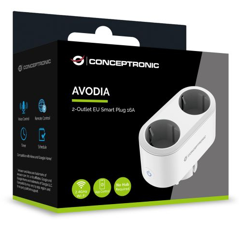 Conceptronic AVODIA02W 2-Outlet EU Smart Plug 16A, Compatible with German & French Outlets - Image 3