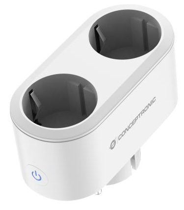 Conceptronic AVODIA02W 2-Outlet EU Smart Plug 16A, Compatible with German & French Outlets